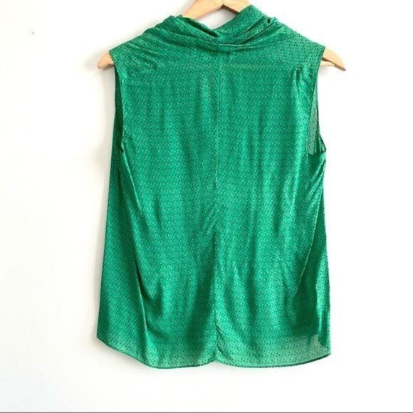 CAbi Green Polka Dot Ruched V Neck Sleeveless Top - Picture 3 of 8